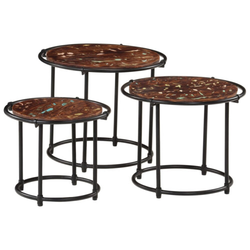 VidaXL vidaXL Nesting Tables Hall Side Table Coffee Table 3 pcs Solid Wood Reclaimed 2