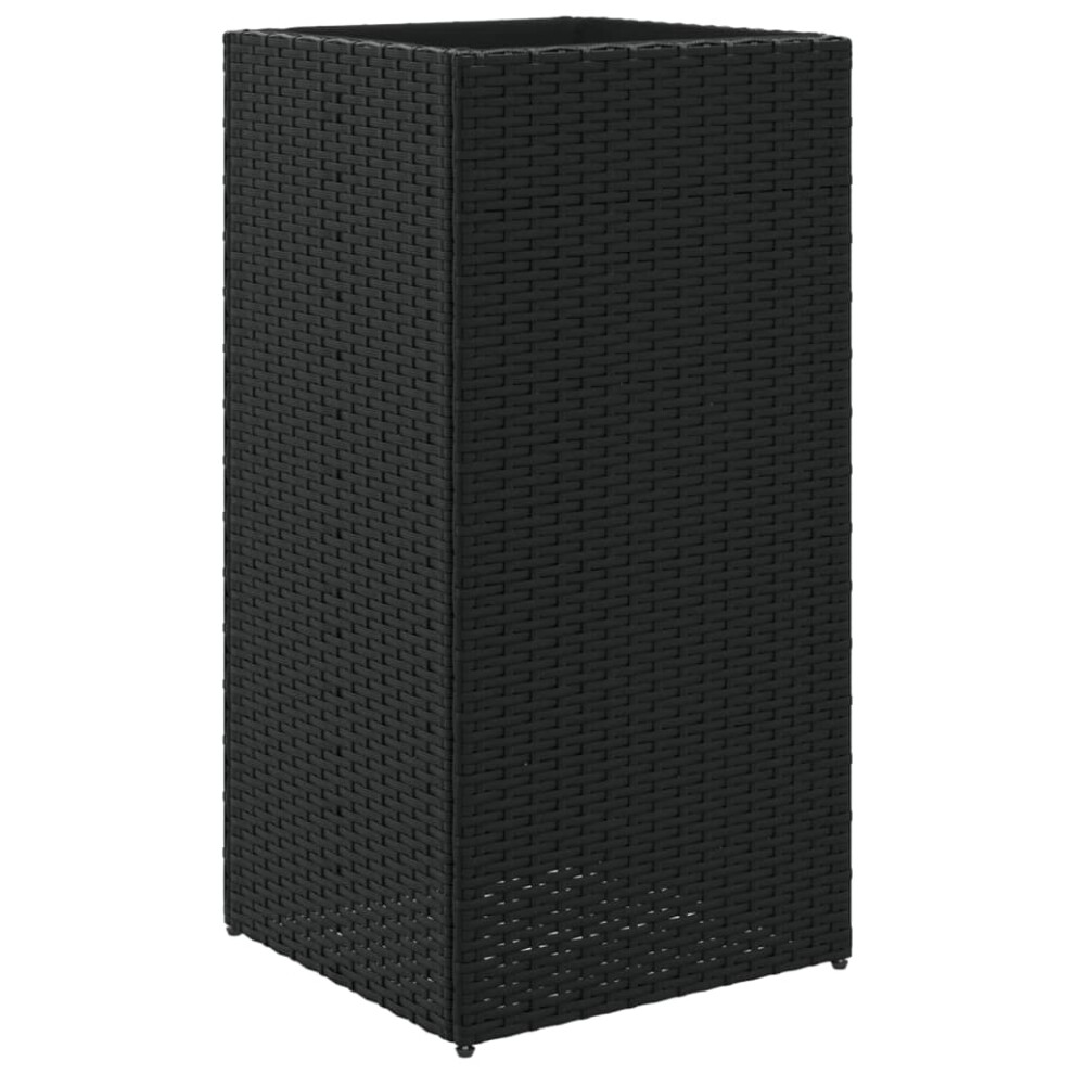 Vidaxl Garden Planter Outdoor Flower Pot Patio Planter Pot Black Poly Rattan