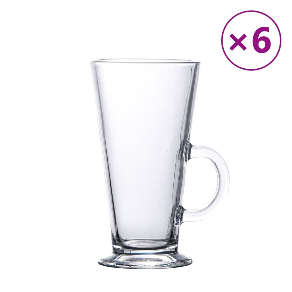 vidaXL Latte Glasses with Handle Cafe Mugs Tea Cups Glass Cup 6 pcs 250 ml