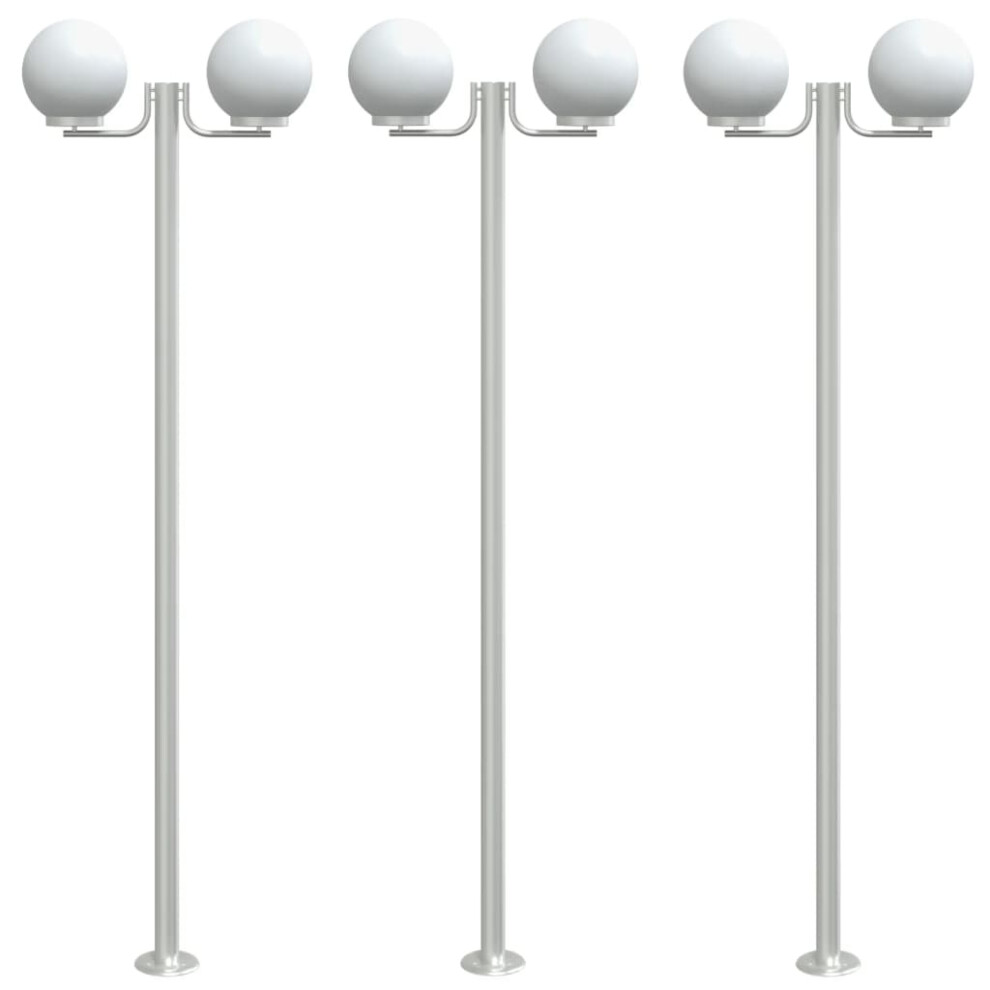 vidaXL Outdoor Floor Lamps Garden Standing Lamp 3pcs Silver Stainless Steel