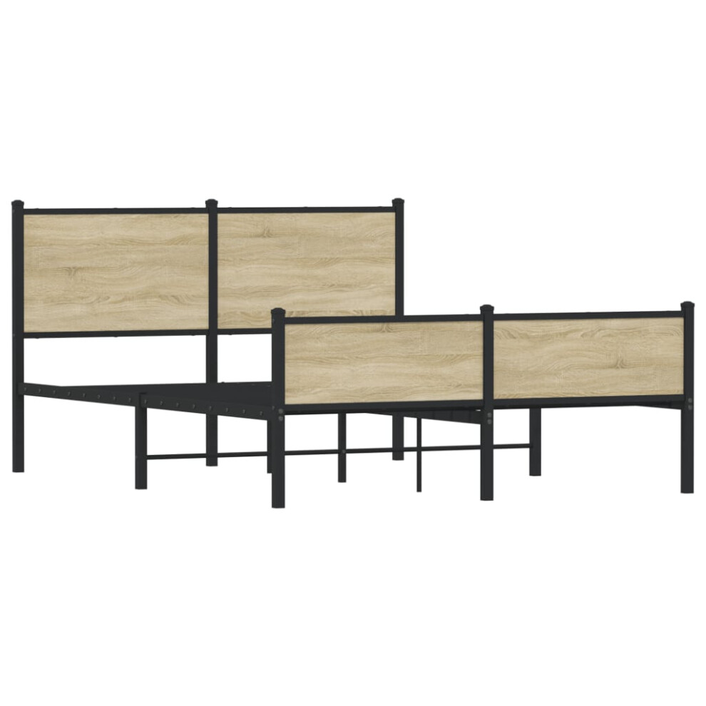 vidaXL Metal Bed Frame with Headboard and Footboard Sonoma Oak 140x200 cm