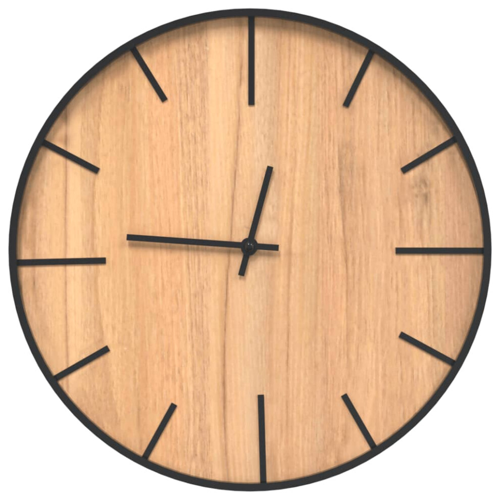 vidaXL Wall Clock Decor Quartz Round Wall Clock Brown Iron and Engineered Wood