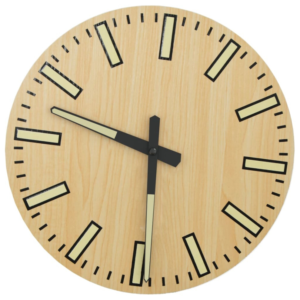 vidaXL Wall Clock with Luminous Scales and Pointers Round Wall Clock Yellow