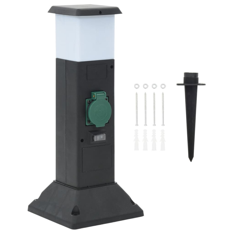 vidaXL Outdoor Socket Column with Lamp and Spike 2-Way Electrical Power Socket