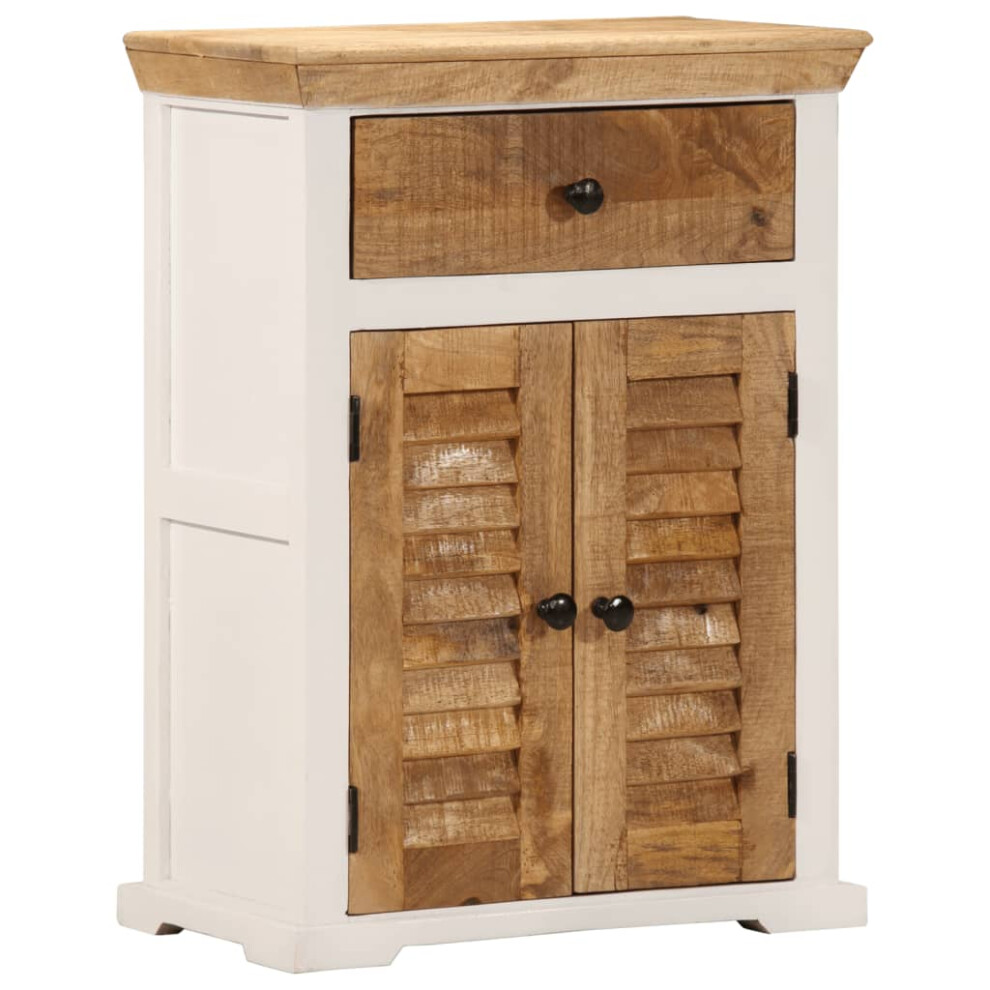 vidaXL Sideboard Cupboard Side Cabinet White and Brown Solid Rough Wood Mango