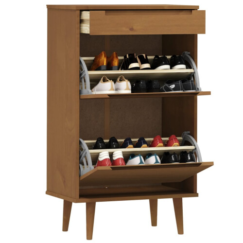 VidaXL vidaXL Shoe Cabinet Shoe Storage Cupboard Shoe Rack Brown Solid Wood Pine 2