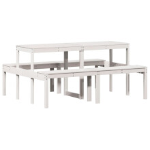 vidaXL Picnic Table Outdoor Dining Table Garden Table White Solid Wood Pine