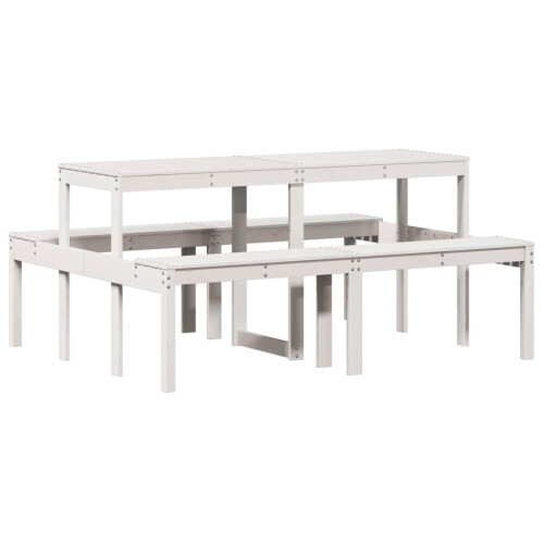 VidaXL vidaXL Picnic Table Outdoor Dining Table Garden Table White Solid Wood Pine