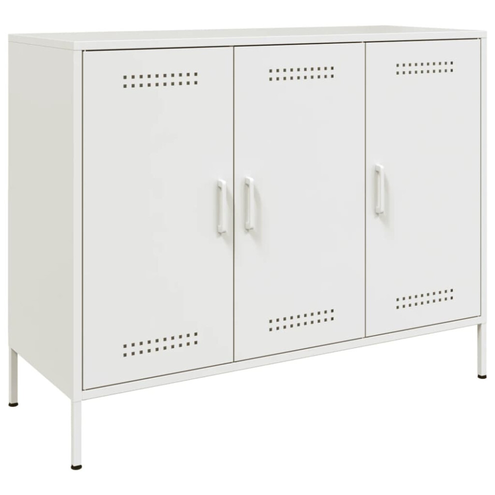 vidaXL Sideboard Storage Cupboard Cabinet Highboard White Cold-rolled Steel