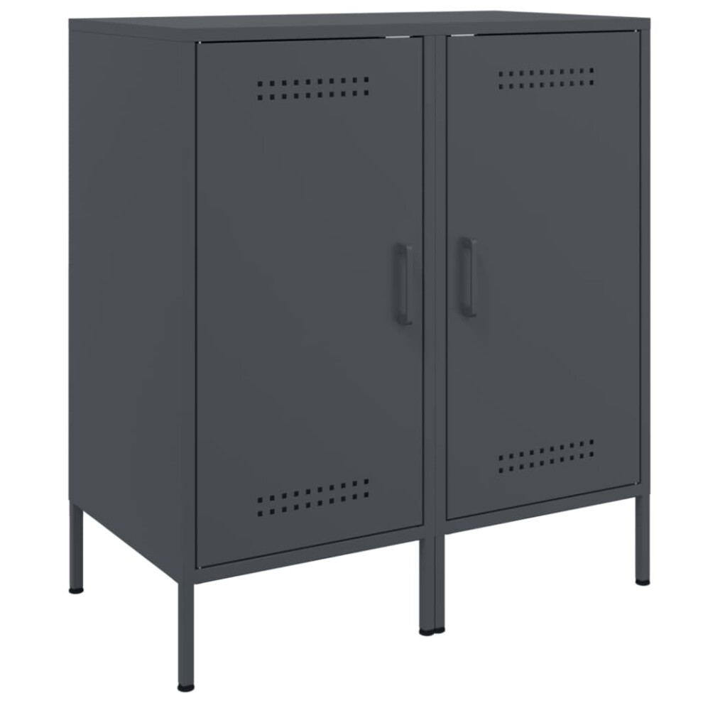 vidaXL Sideboards Cupboard Storage Cabinet 2 pcs Anthracite Cold-rolled Steel