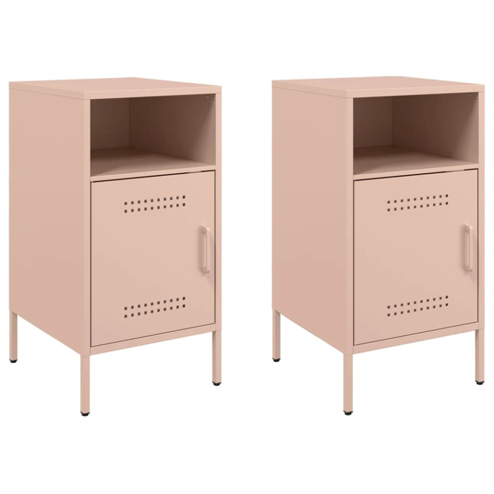 vidaXL Bedside Cabinets Bed Cabinet Nightstand 2 pcs Pink Cold-rolled Steel