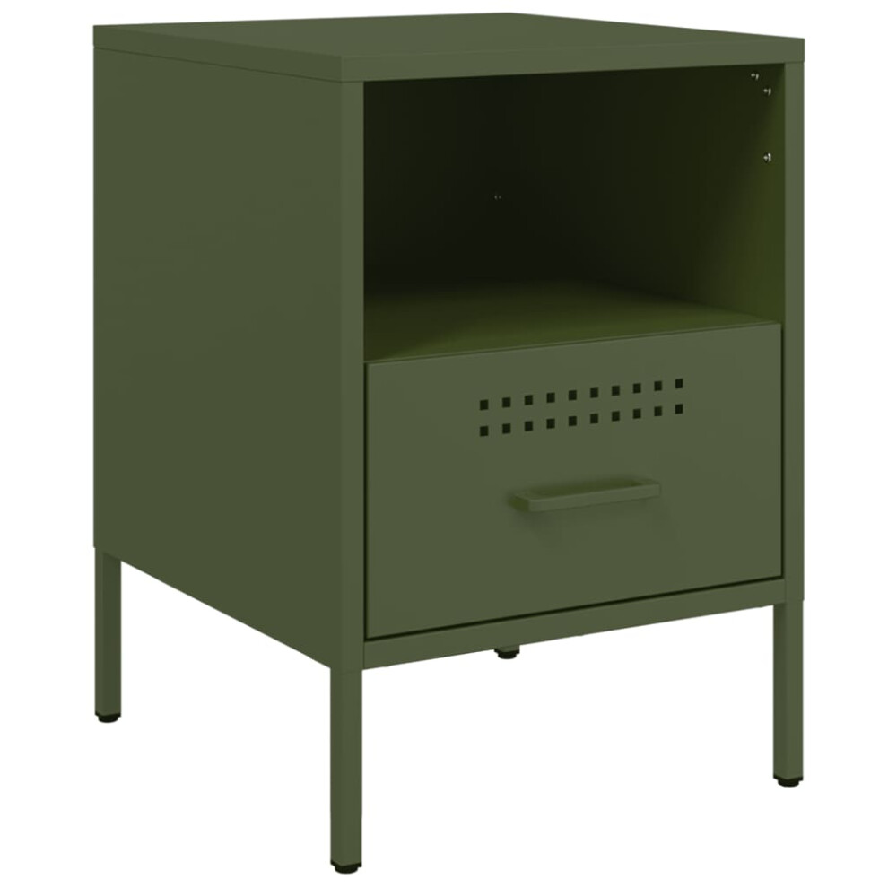 vidaXL Bedside Cabinet Bed Cabinet Nightstand Olive Green Cold-rolled Steel