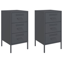 vidaXL Bedside Cabinets Nightstand Bed Table Side Table 2 pcs Anthracite Steel