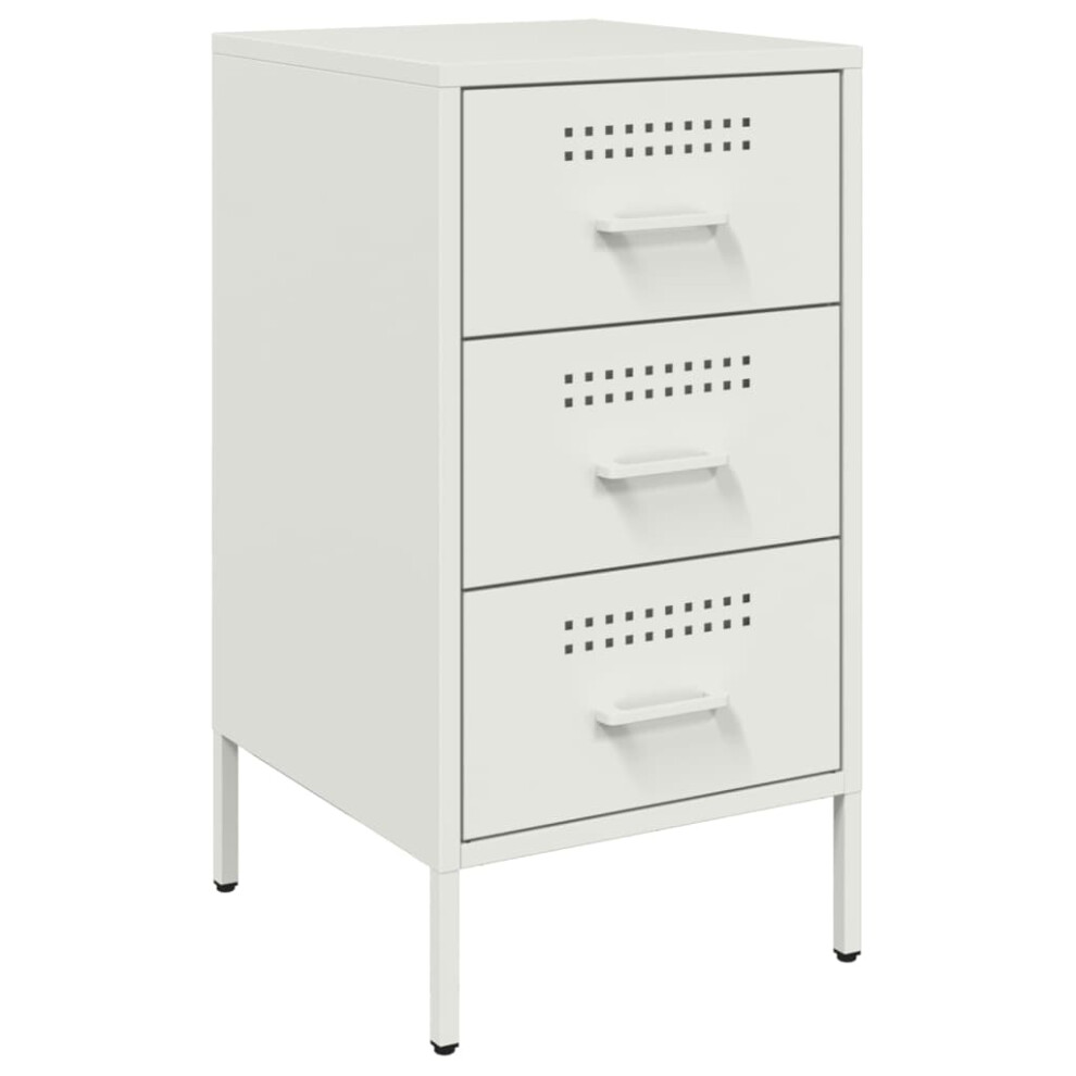 vidaXL Bedside Cabinet Bedroom Nightstand Bed Table White Cold-rolled Steel