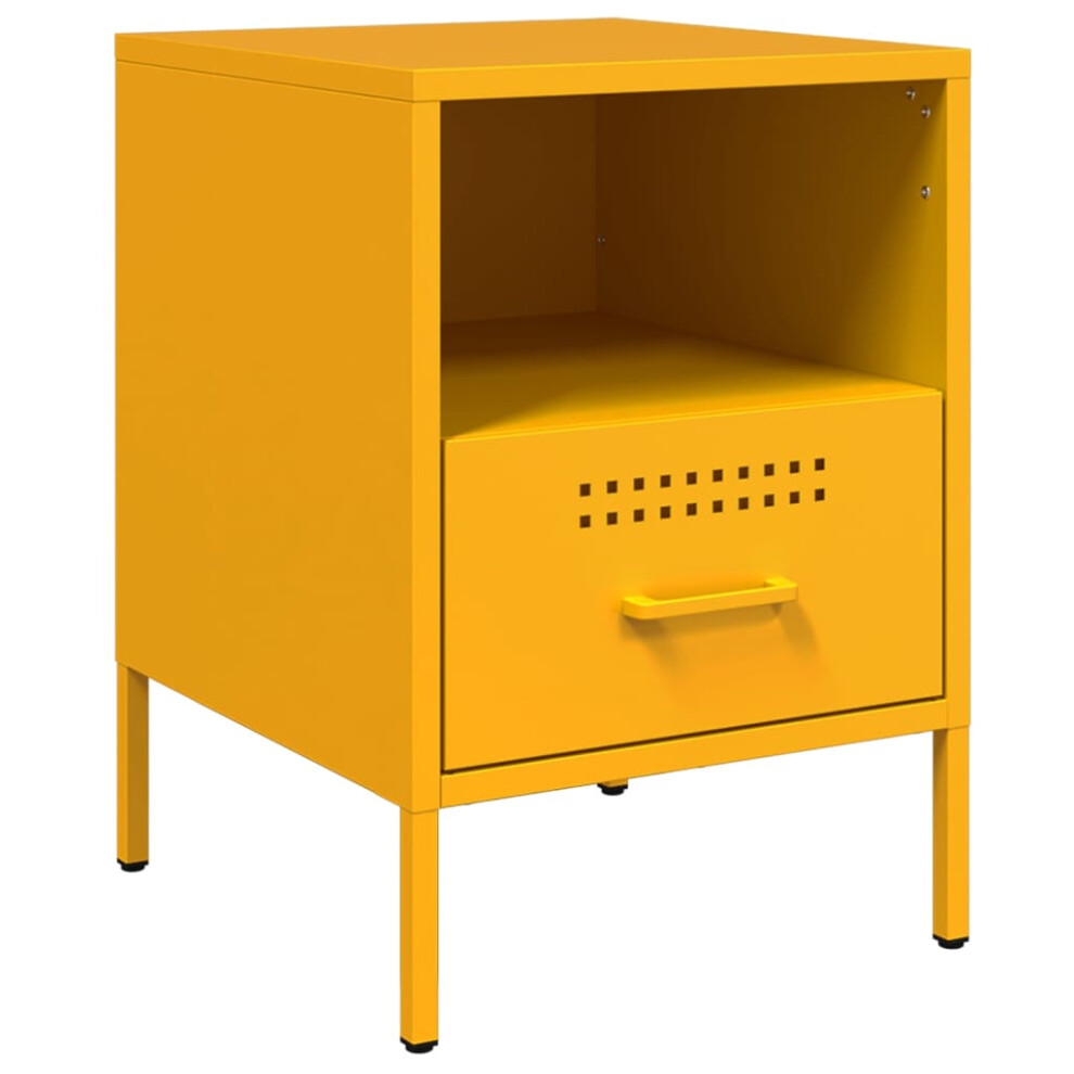 vidaXL Bedside Cabinet Bed Cabinet Nightstand Mustard Yellow Cold-rolled Steel