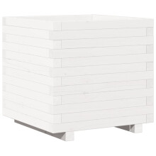 vidaXL Garden Planter Outdoor Flower Pot Planter Pot White Solid Wood Pine