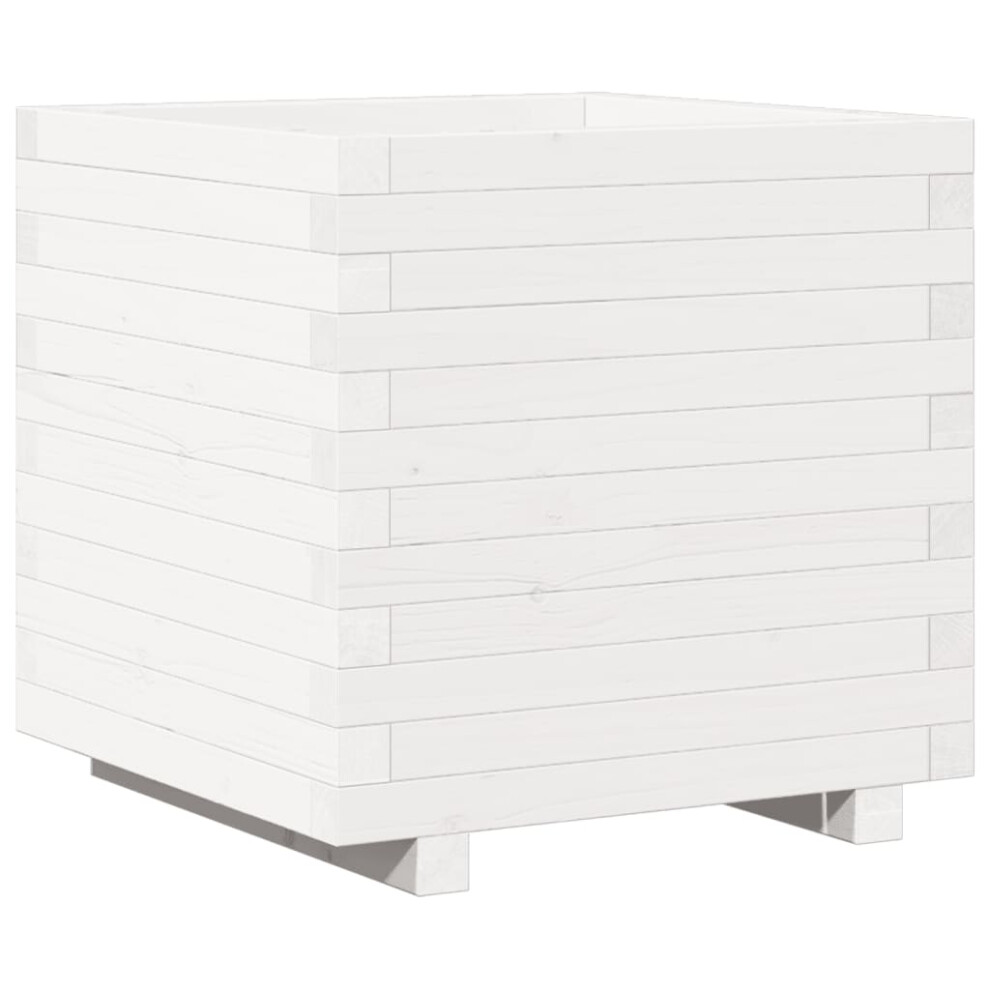 Vidaxl Garden Planter Outdoor Flower Pot Planter Pot White Solid Wood Pine
