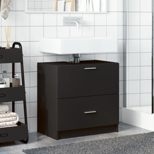 VidaXL vidaXL Sink Cabinet Vanity Unit Storage Unit Cupboard Black Engineered Wood 2