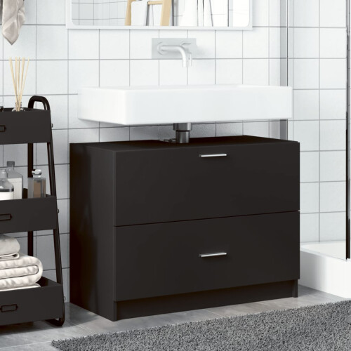 VidaXL vidaXL Sink Cabinet Vanity Unit Storage Unit Cupboard Black Engineered Wood 2