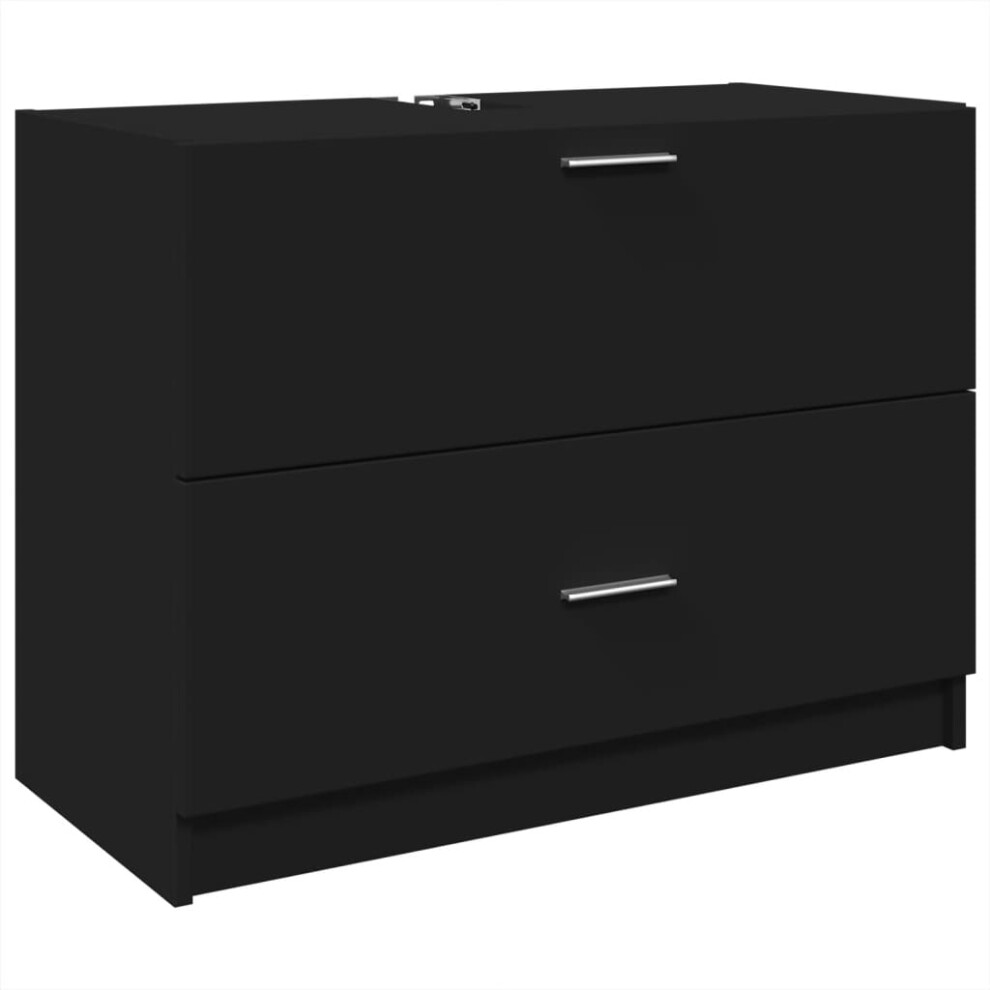 vidaXL Sink Cabinet Vanity Unit Storage Unit Cupboard Black Engineered Wood