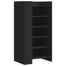 vidaXL Black Engineered Wood Shoe Cabinet – 5-Shelf Shoe Rack, 5237.5100 cm, 80 kg Capacity, Easy Assembly, Includes Wall-Mount Device