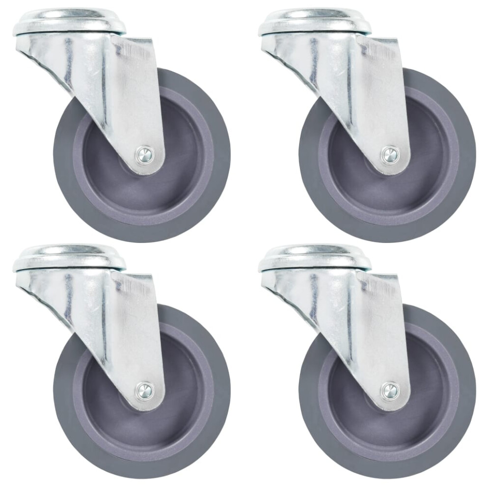 Vidaxl 4X Bolt Hole Swivel Casters 75Mm Rubber Drawer Box Bed Trolley Wheel