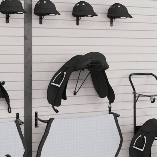 VidaXL vidaXL Foldable Saddle Rack Wall Mounted Saddle Stand Saddle Holder Black Iron 2