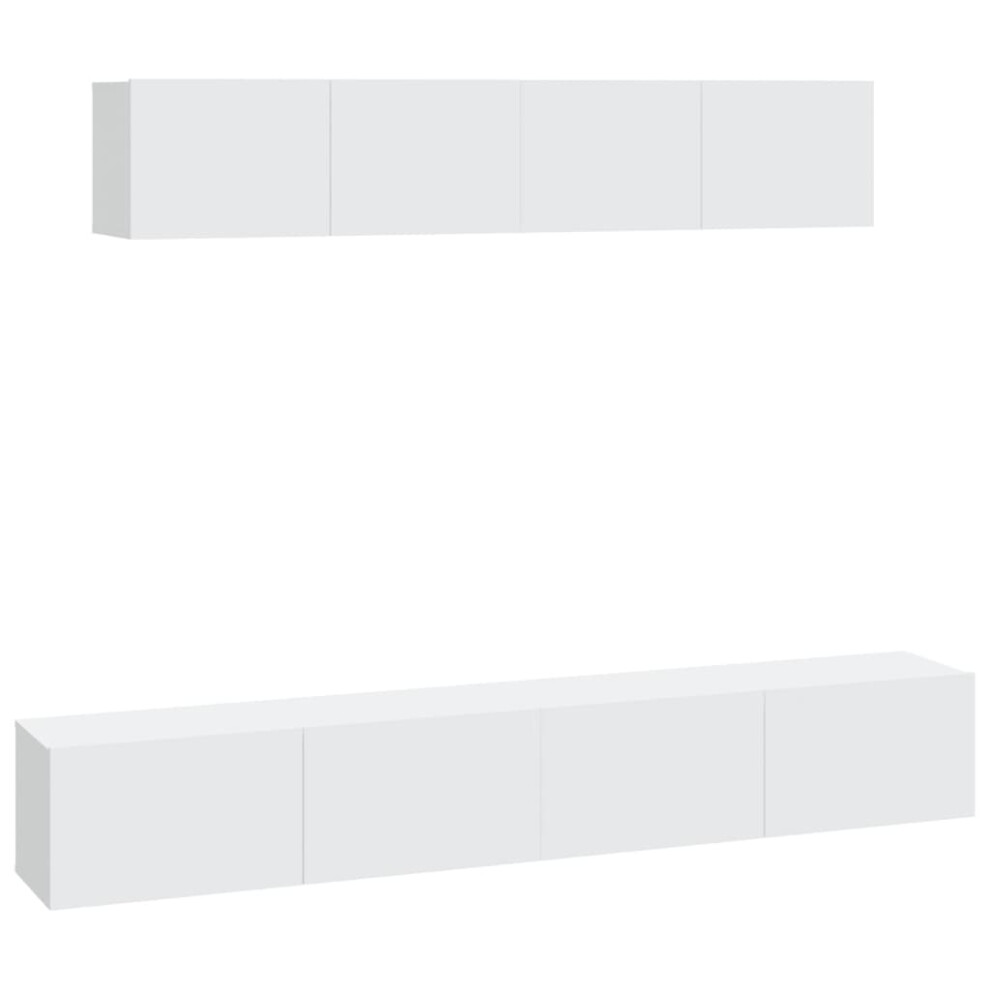 Vidaxl Tv Cabinet Set 4 Piece White Engineered Wood Tv Console Media Unit