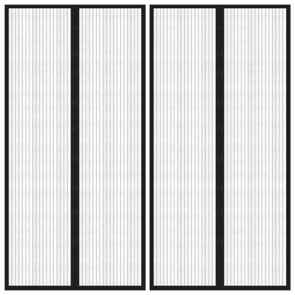 Vidaxl 2X Insect Door Curtains With Magnet Blocks 220X100 Cm Fly Screen Black