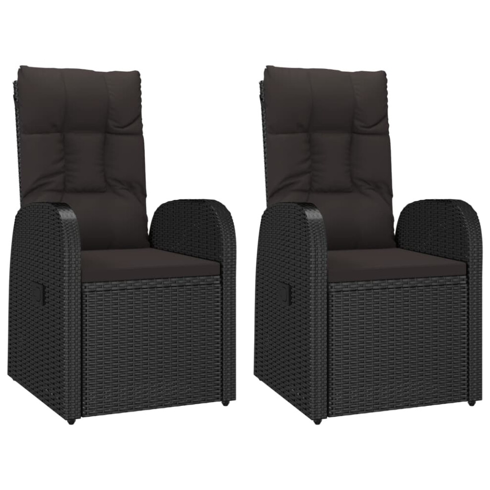 Vidaxl Reclining Garden Chairs With Cushions Armchair 2 Pcs Poly Rattan Black