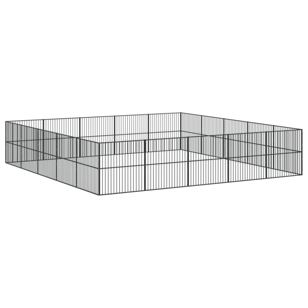 Vidaxl Dog Playpen 20 Panels Dog Kennel Pet Dog Crate Black Galvanised Steel