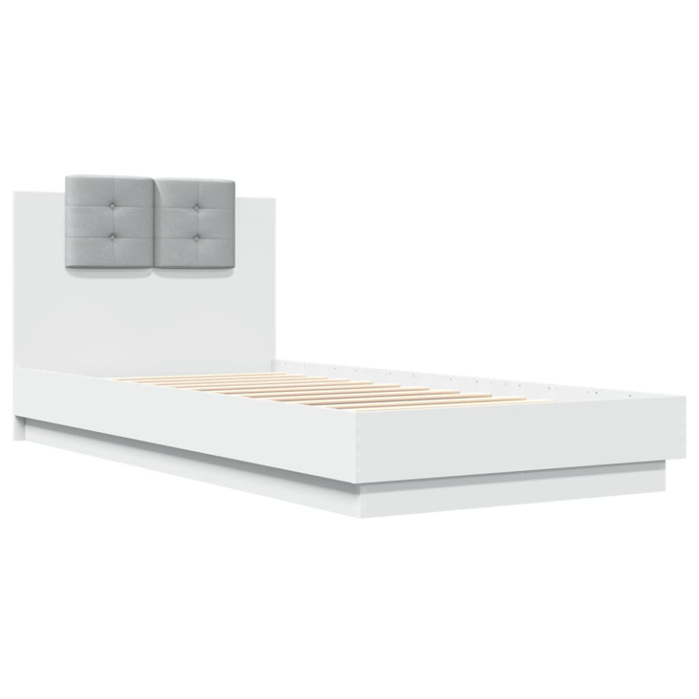 vidaXL Bed Frame with Headboard Home Bed Base White 100x200 cm Engineered Wood