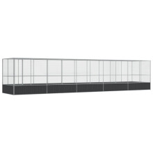 vidaXL Aviary with Extension Bird Cage Walk In Chicken Run Coop Silver Steel