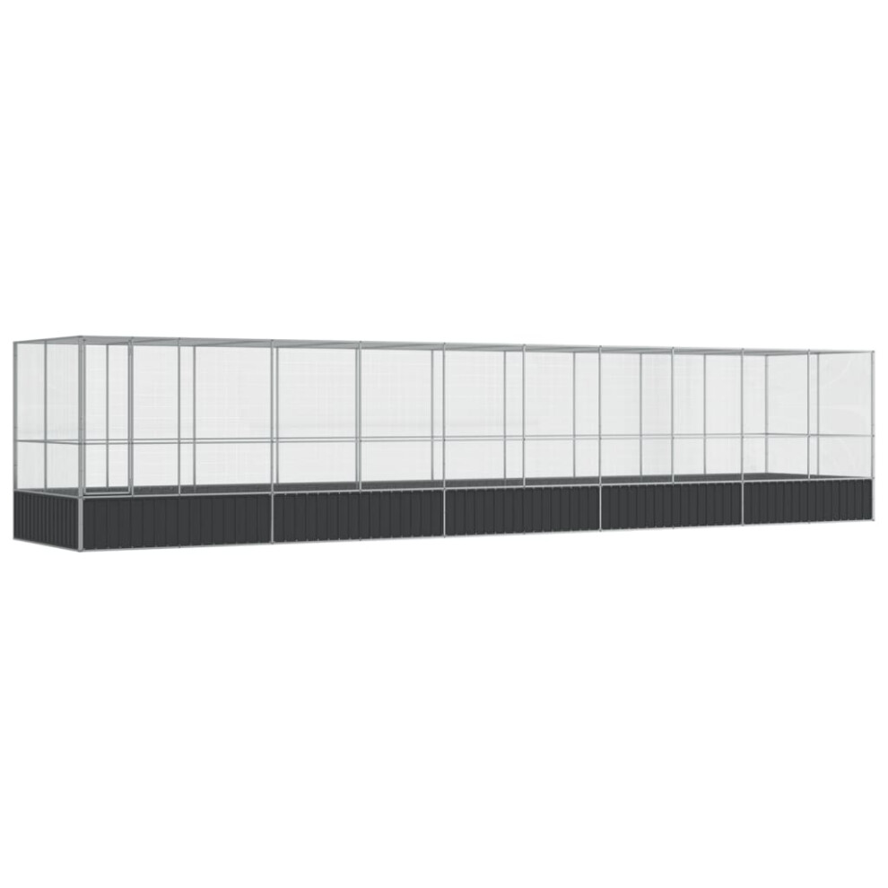 Vidaxl Aviary With Extension Bird Cage Walk In Chicken Run Coop Silver Steel