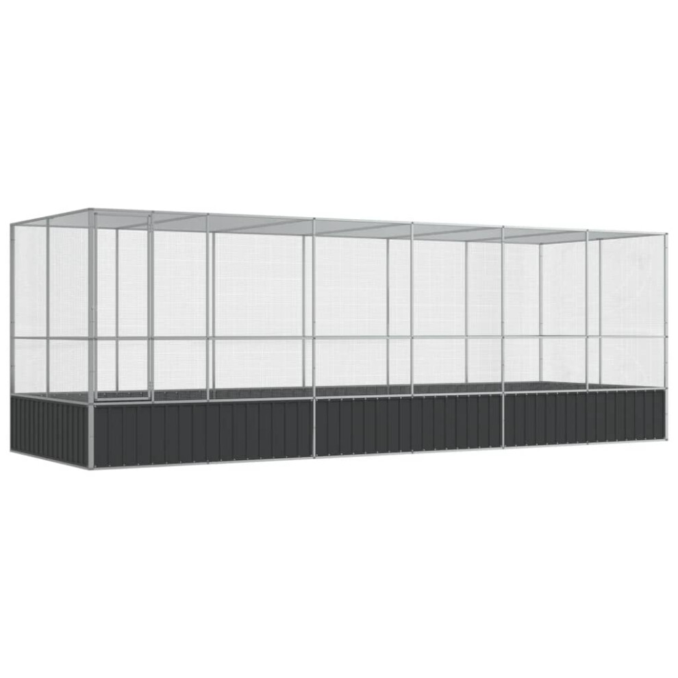 Vidaxl Aviary With Extension Bird Cage Walk In Chicken Run Coop Silver Steel