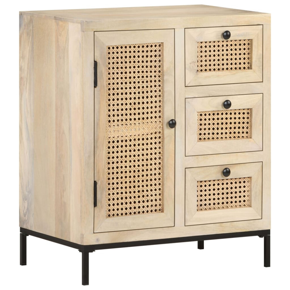 vidaXL Solid Mango Wood Sideboard Natural Cane Side Cabinet Standing Lowboard