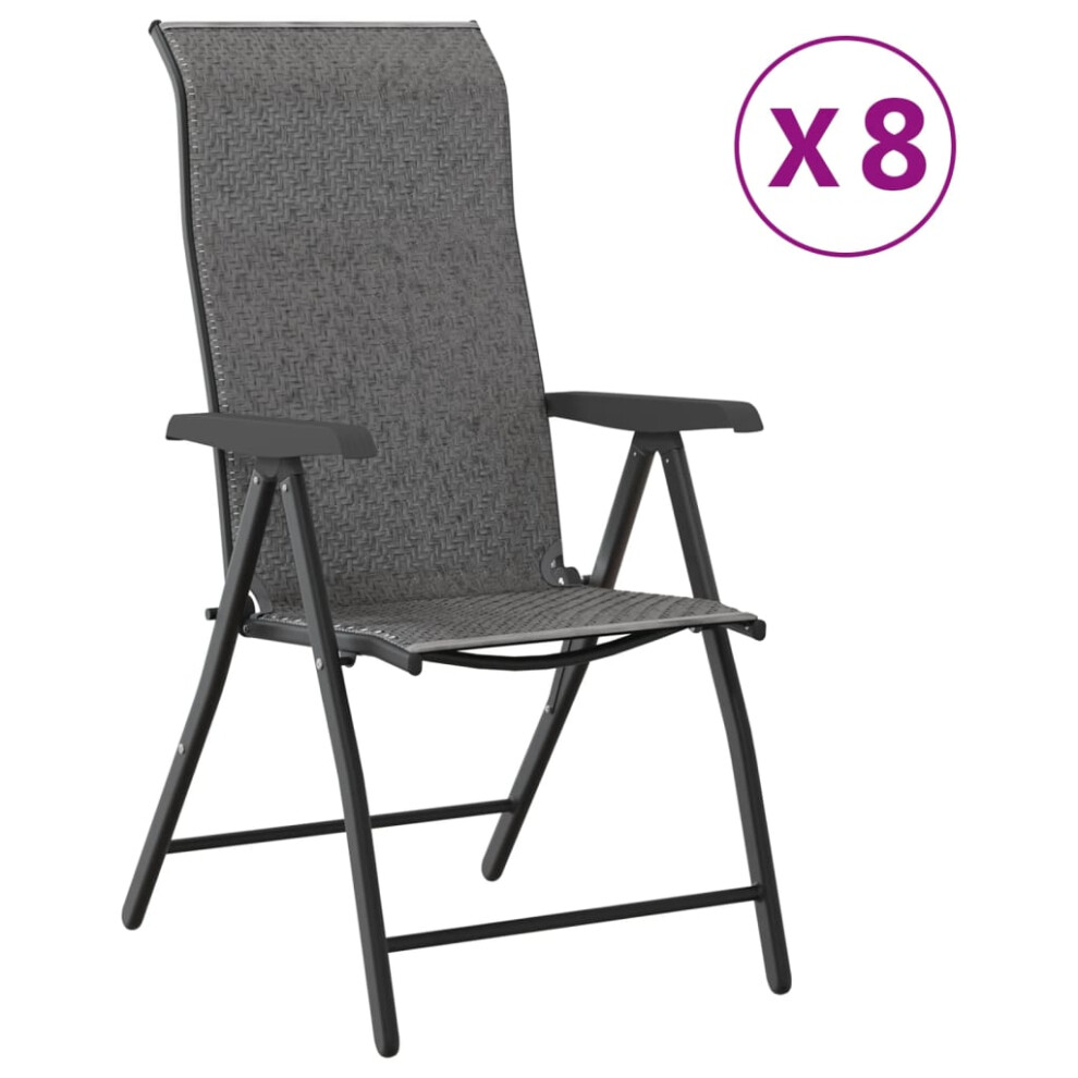 vidaXL Folding Garden Chairs Outdoor Chair Lounge Chair 8 pcs Grey Poly Rattan