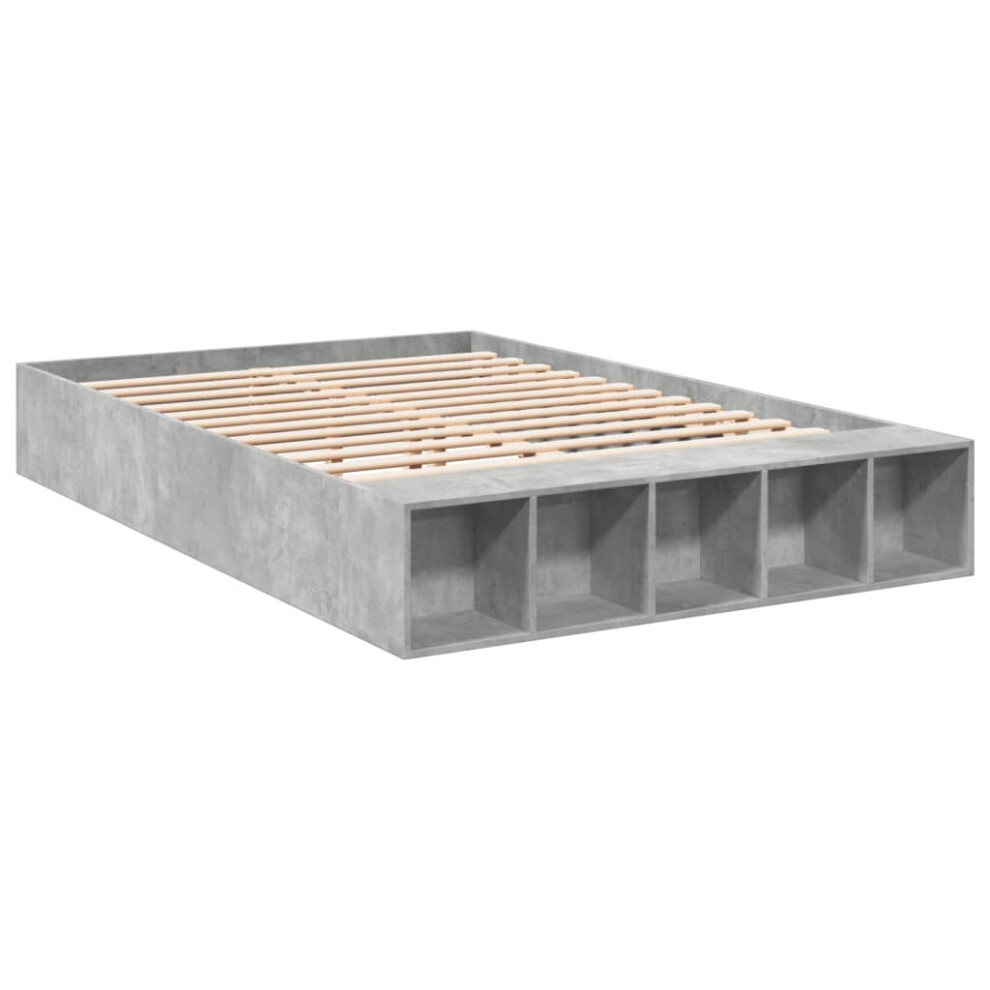 vidaXL Bed Frame Bed Base Concrete Grey 150x200 cm King Size Engineered Wood