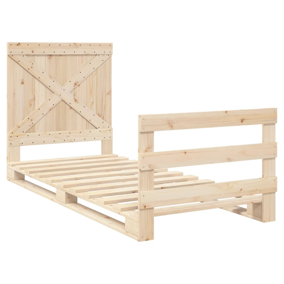 Vidaxl Bed Frame With Headboard Bed Base Bedstead 90X200 Cm Solid Wood Pine