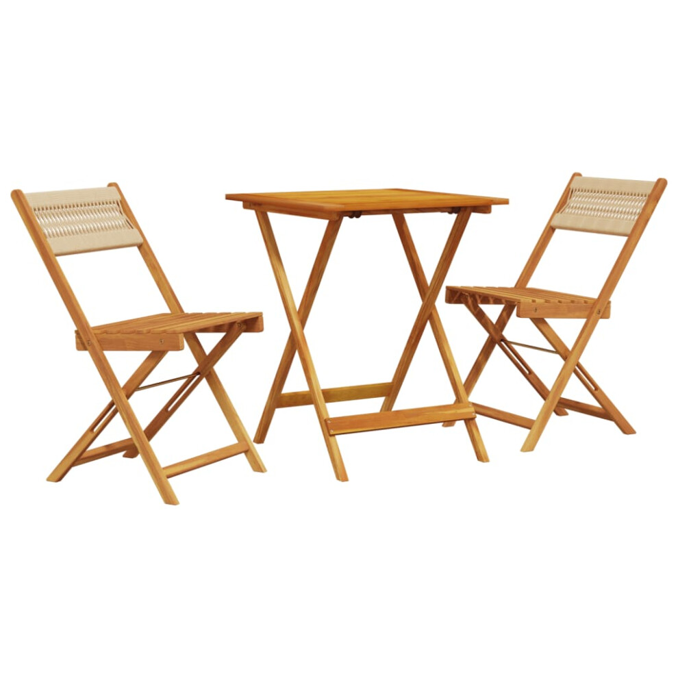 vidaXL Bistro Set 3 Piece Outdoor Bar Set Beige Polypropylene and Solid Wood