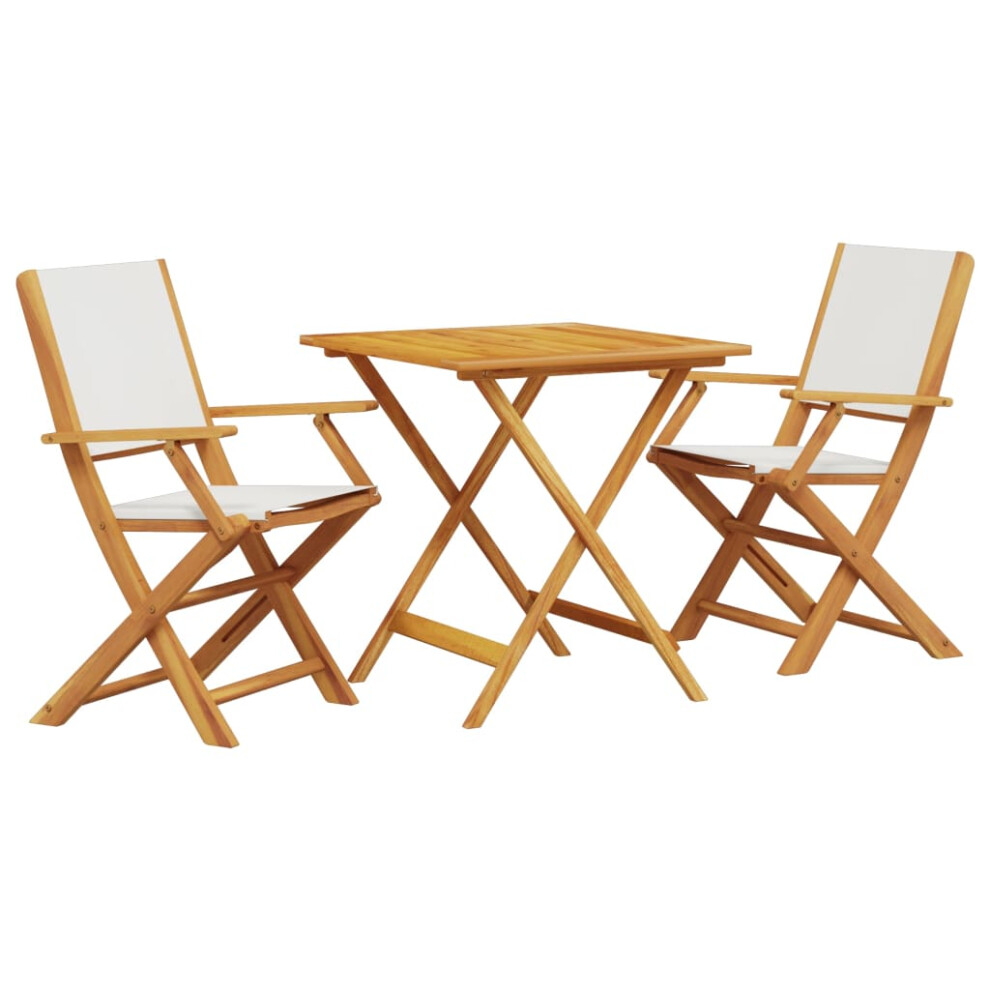 vidaXL Bistro Set 3 Piece Outdoor Bar Set Cream White Fabric and Solid Wood