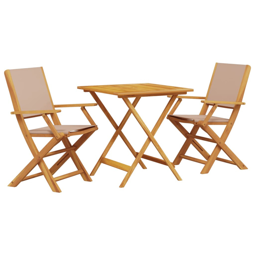Vidaxl Bistro Set 3 Piece Bar Set Balcony Set Taupe Fabric And Solid Wood