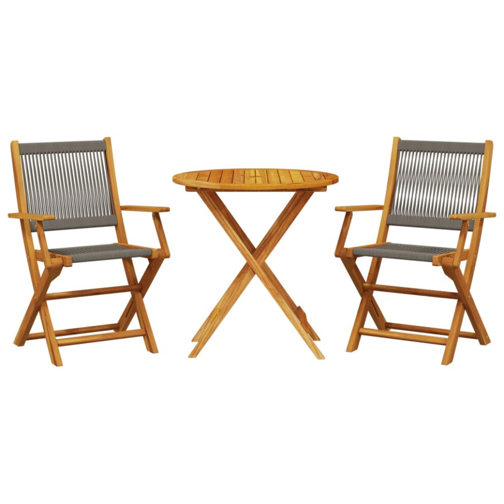 New Vidaxl Bistro Set 3 Piece Outdoor Bar Set Polypropylene And Solid Wood Grey