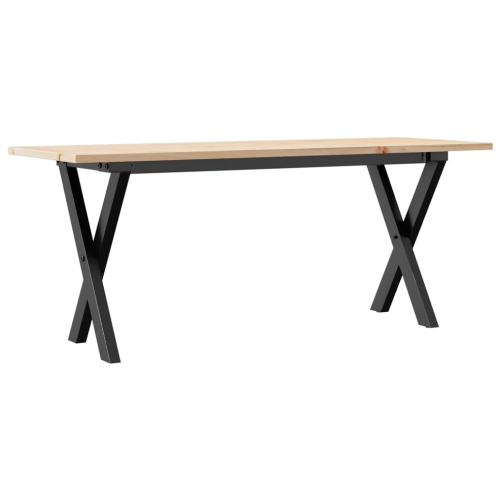 Vidaxl Coffee Table End Table Side Table X-Frame Solid Wood Pine And Steel