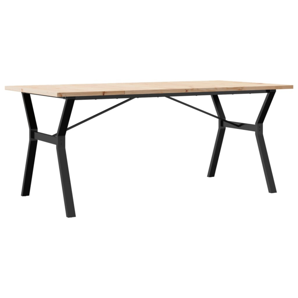 Vidaxl Dining Table Y-Frame 180X90x75.5 Cm Solid Wood Pine And Steel, Brown - Image 2