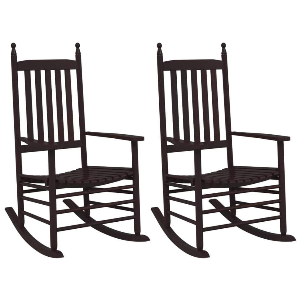 Vidaxl Rocking Chairs With Curved Seats Armchair 2 Pcs Brown Solid Wood Poplar