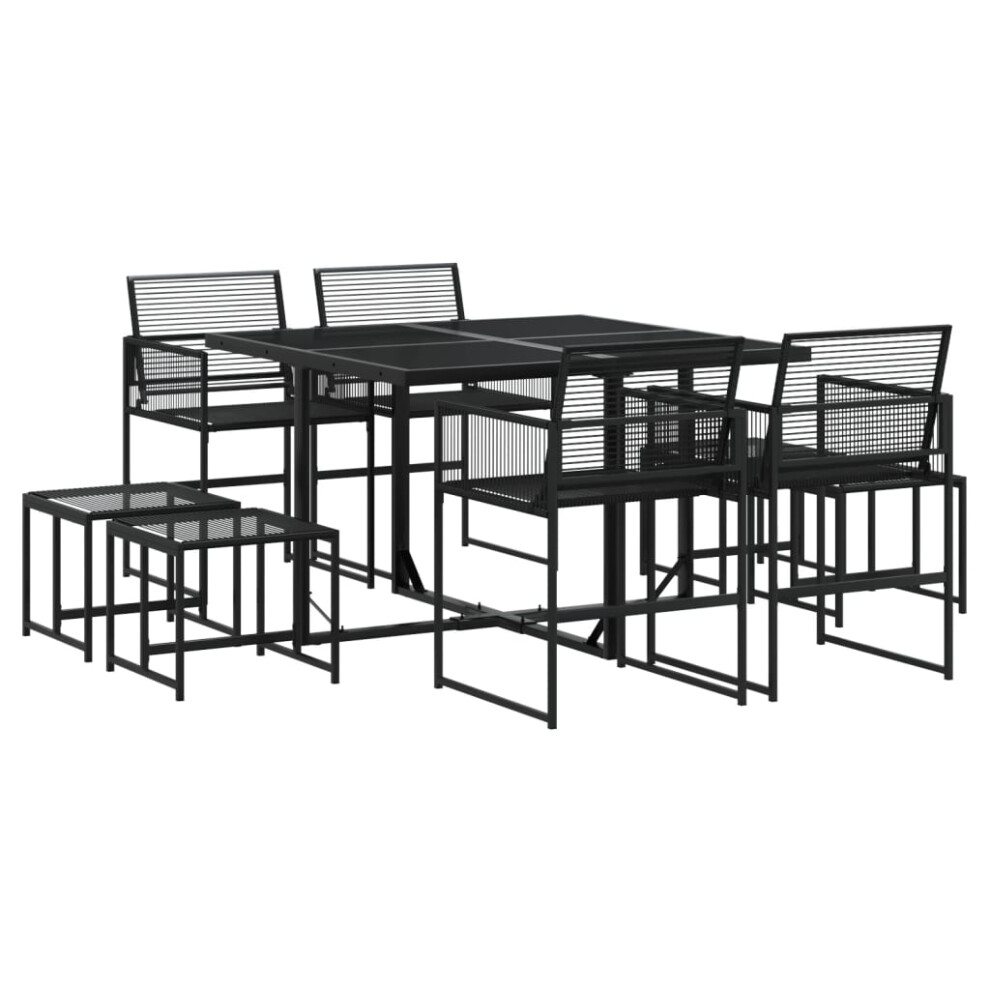 vidaXL Garden Dining Set 9 Piece Outdoor Table and Chair Black Poly Rattan