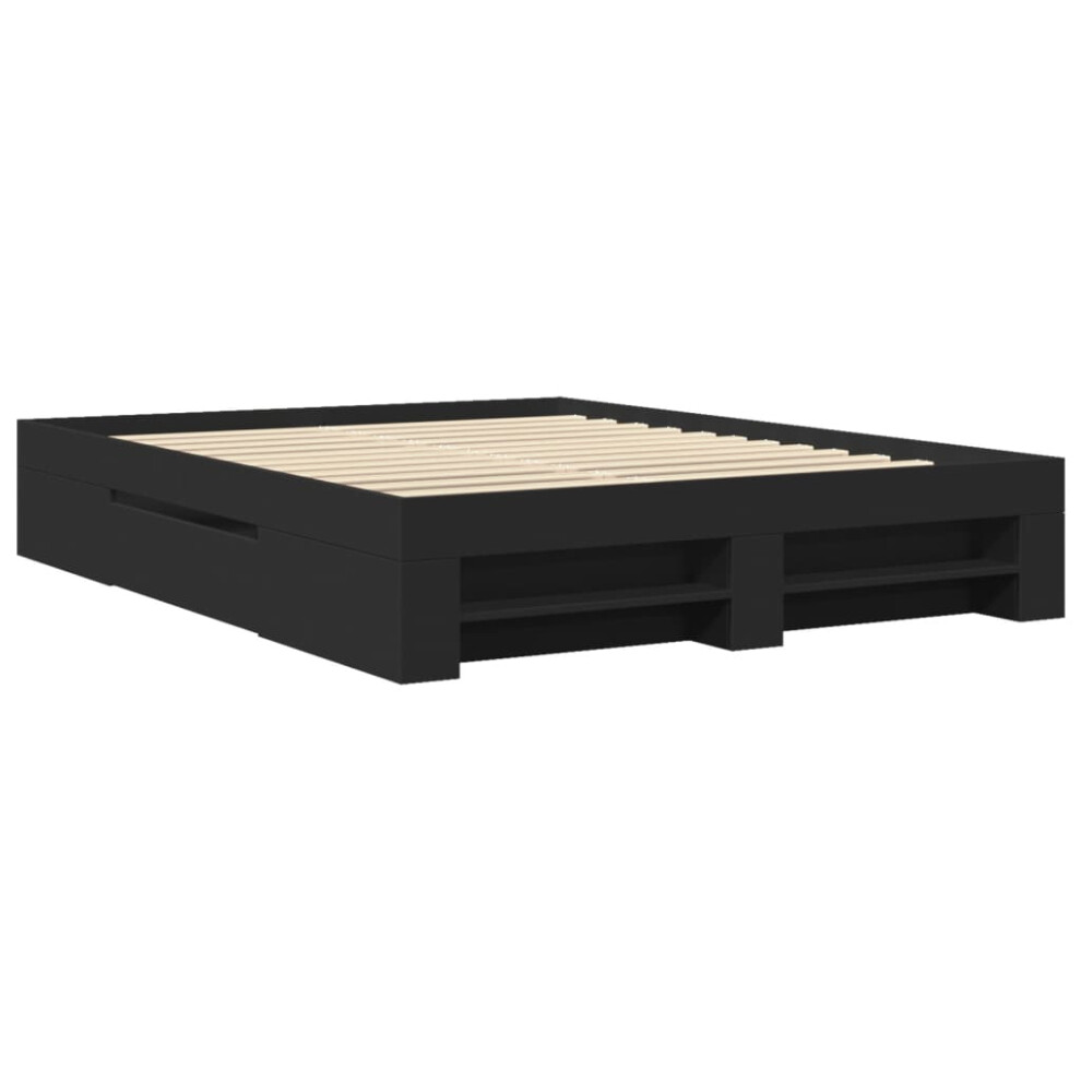 vidaXL Bed Frame Bed Base Mattress Foundation Black 160x200 cm Engineered Wood