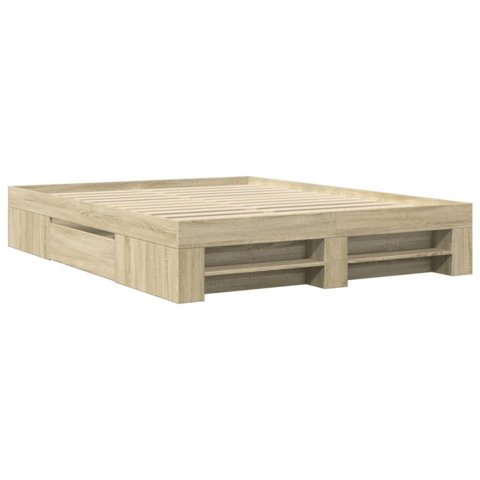 vidaXL Bed Frame Bed Base Sonoma Oak 150x200 cm King Size Engineered Wood