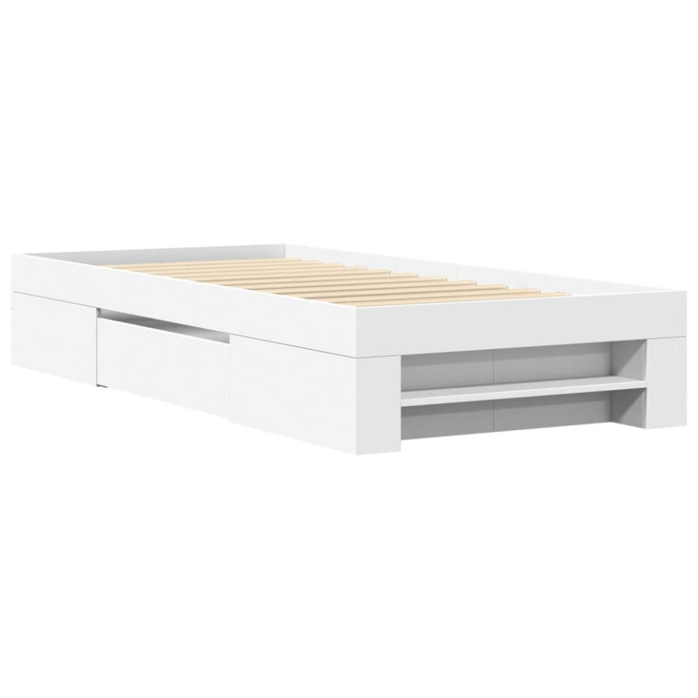 vidaXL Bed Frame Bed Base Mattress Foundation White 100x200 cm Engineered Wood